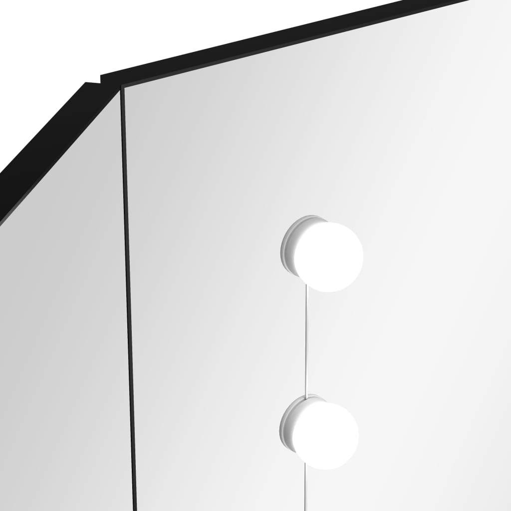 Coiffeuse d'angle avec LED Noir 111x54x141,5 cm - XIOS