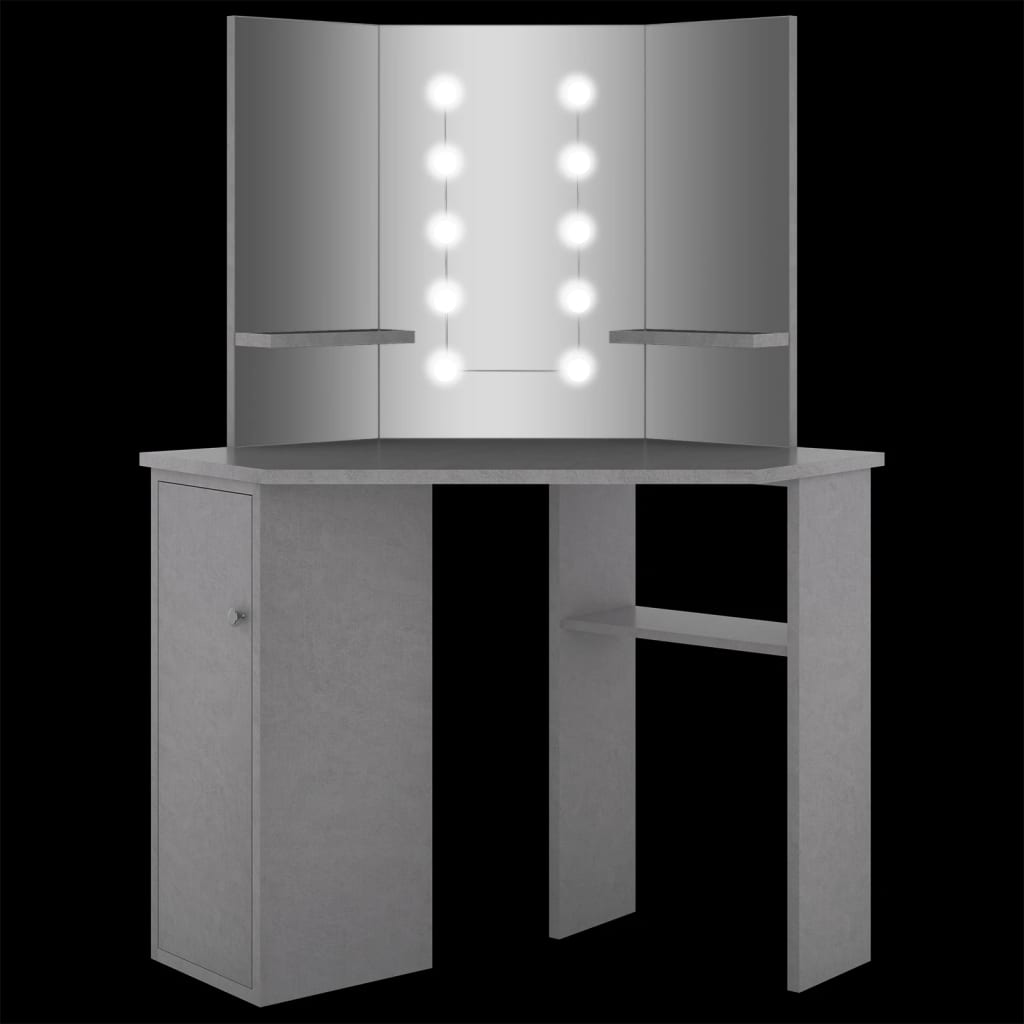 Coiffeuse d'angle avec LED Gris béton 111x54x141,5 cm - XIOS