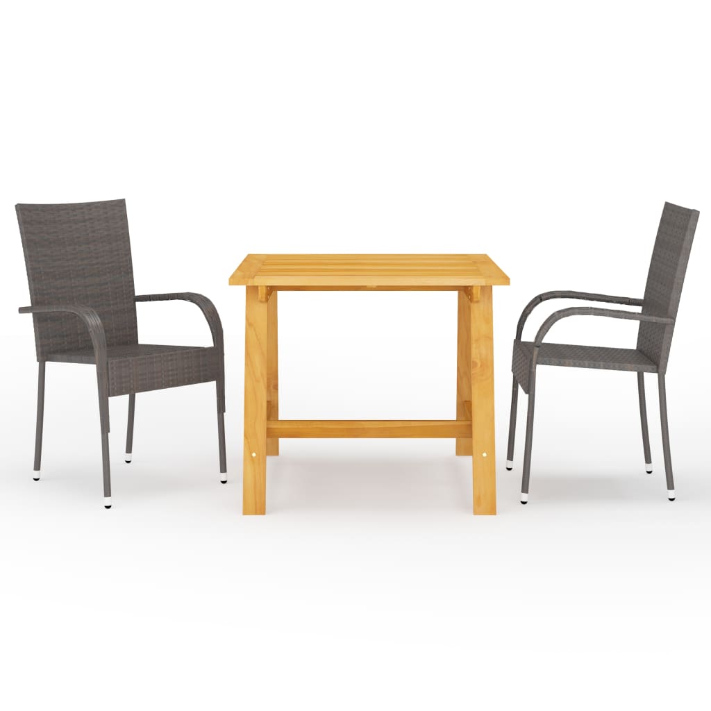 Ensemble à manger de jardin 3 pcs Marron