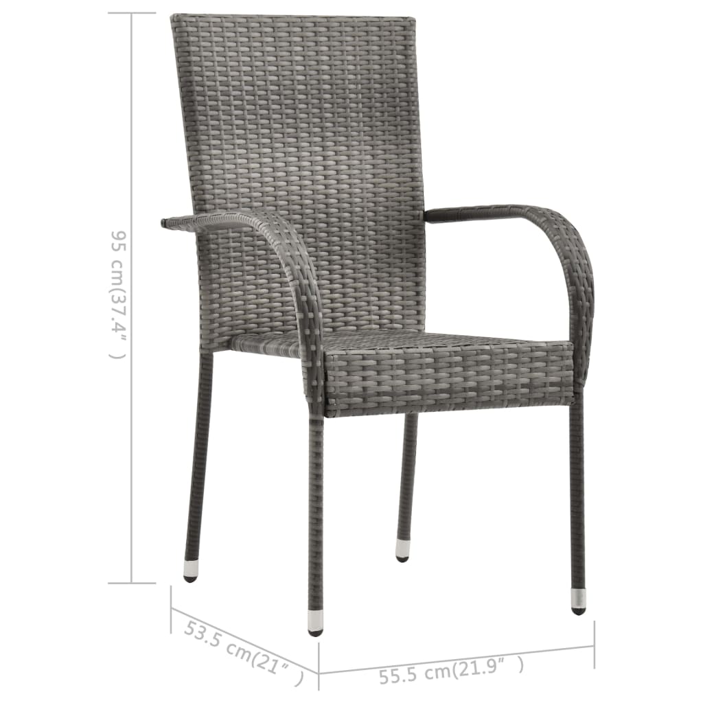 Ensemble à manger de jardin 3 pcs Gris