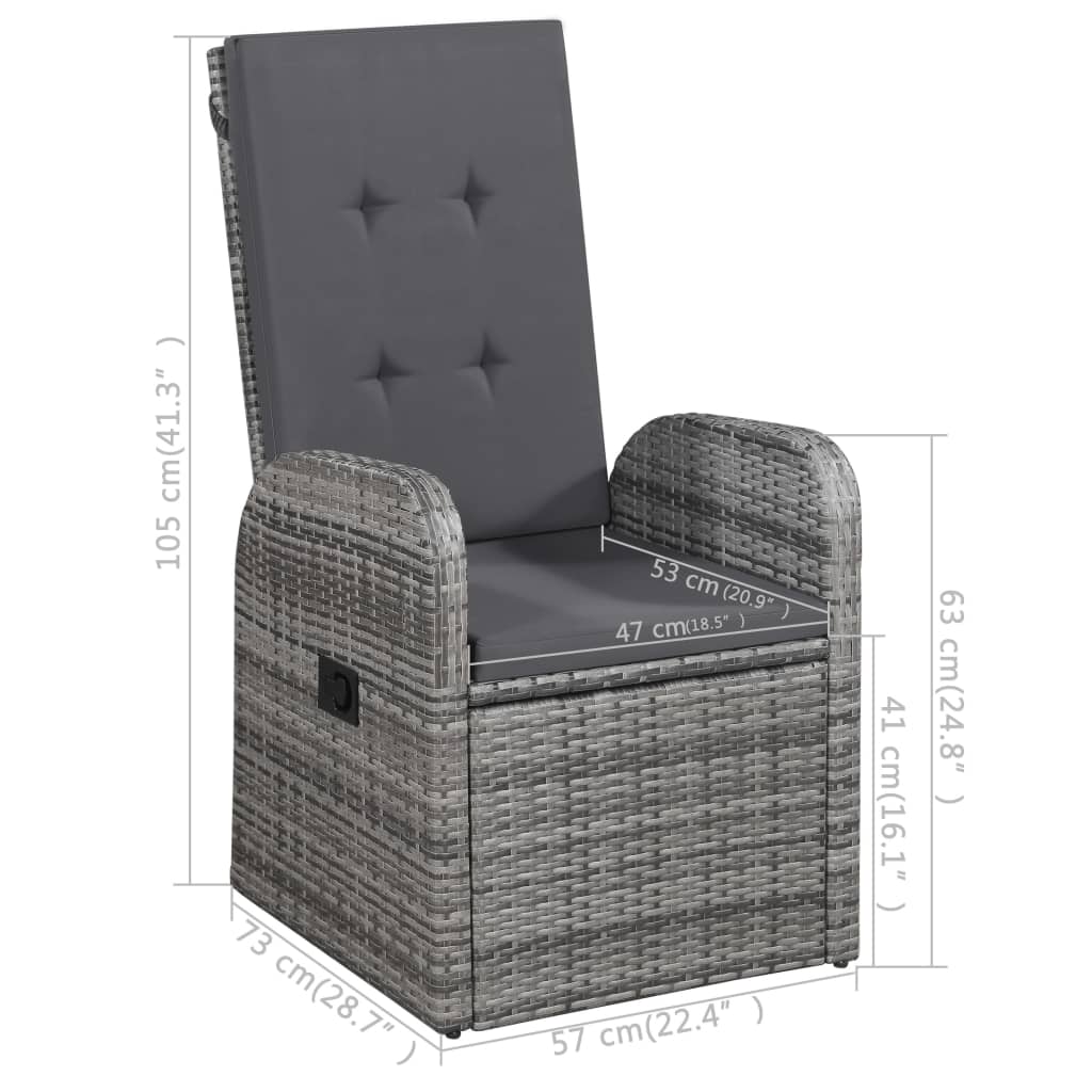 Ensemble à manger de jardin 3 pcs Gris