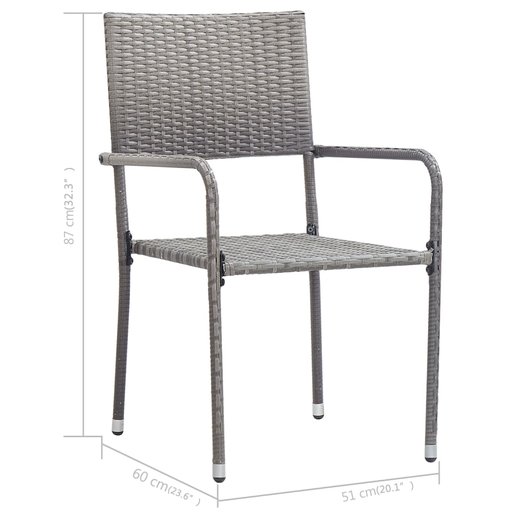 Ensemble à manger de jardin 3 pcs Gris