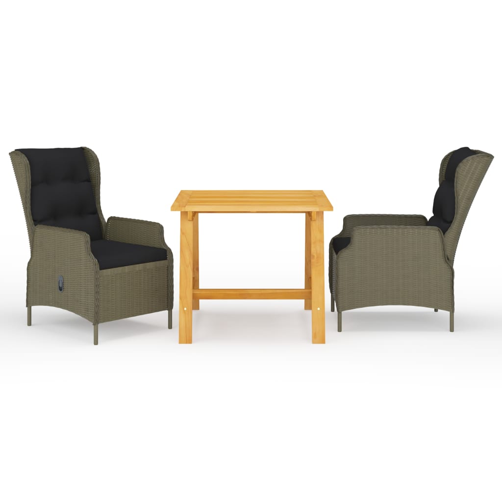 Ensemble à manger de jardin 3 pcs Marron