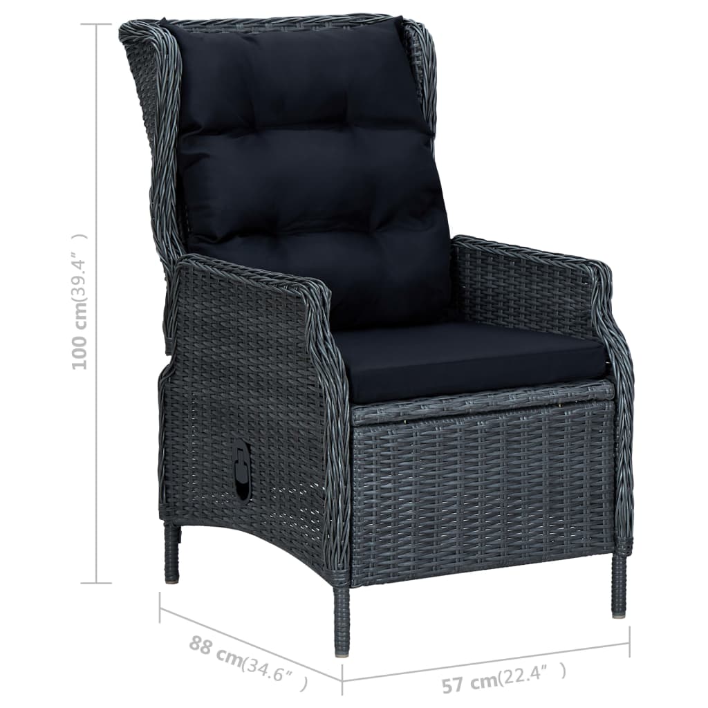 Ensemble à manger de jardin 5 pcs Gris foncé