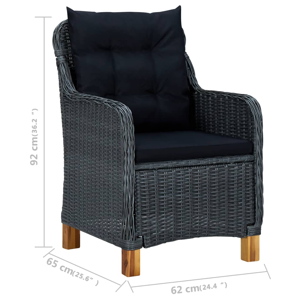 Ensemble à manger de jardin 3 pcs Gris foncé