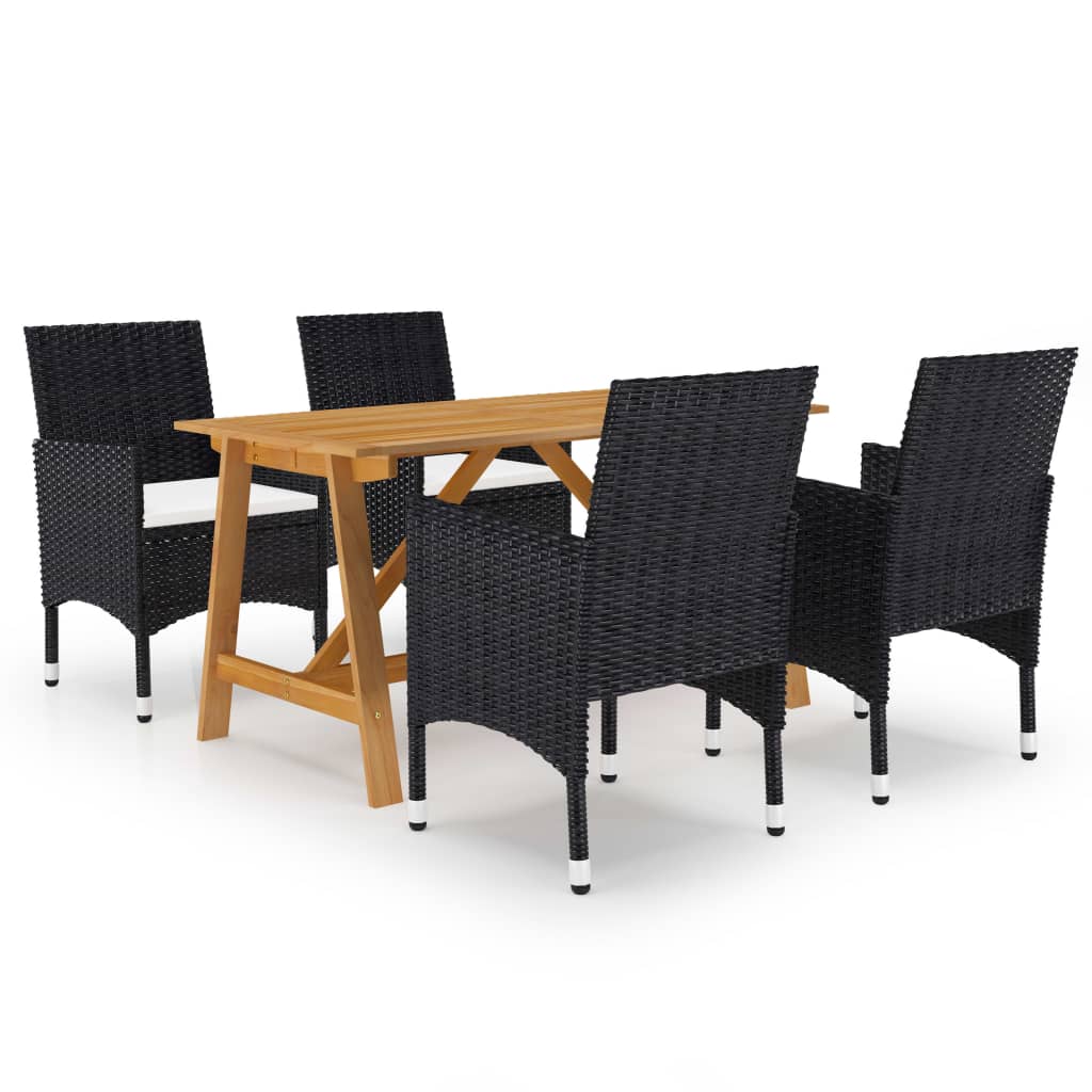 Ensemble à manger de jardin 5 pcs Noir