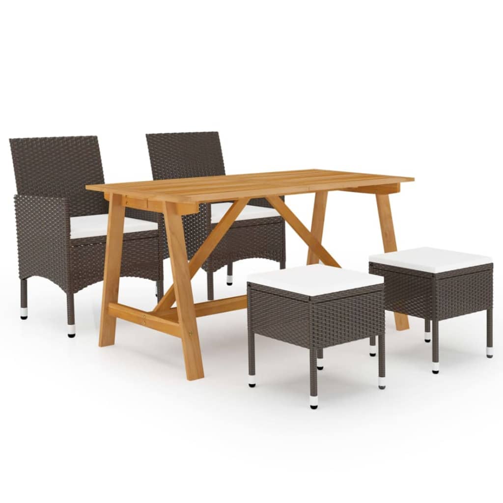 Ensemble à manger de jardin 5 pcs Marron