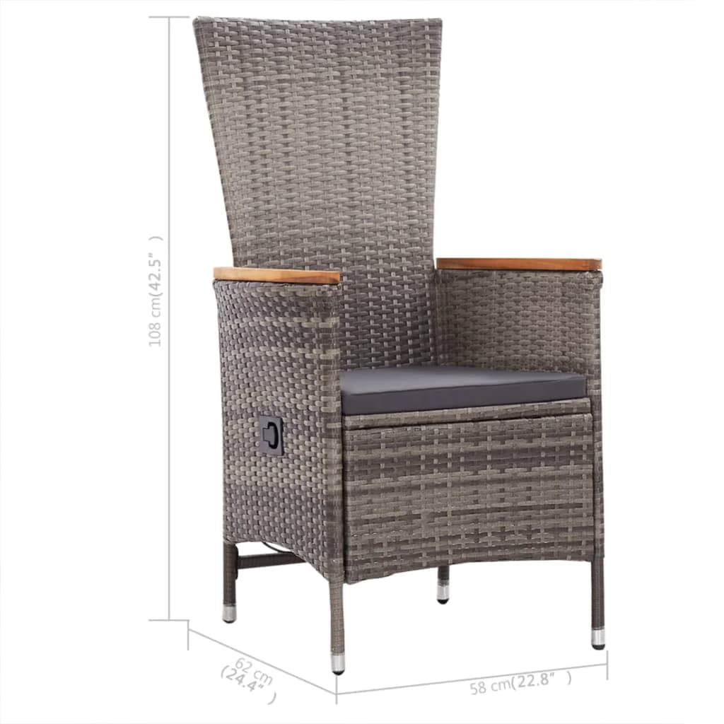 Ensemble à manger de jardin 5 pcs Gris