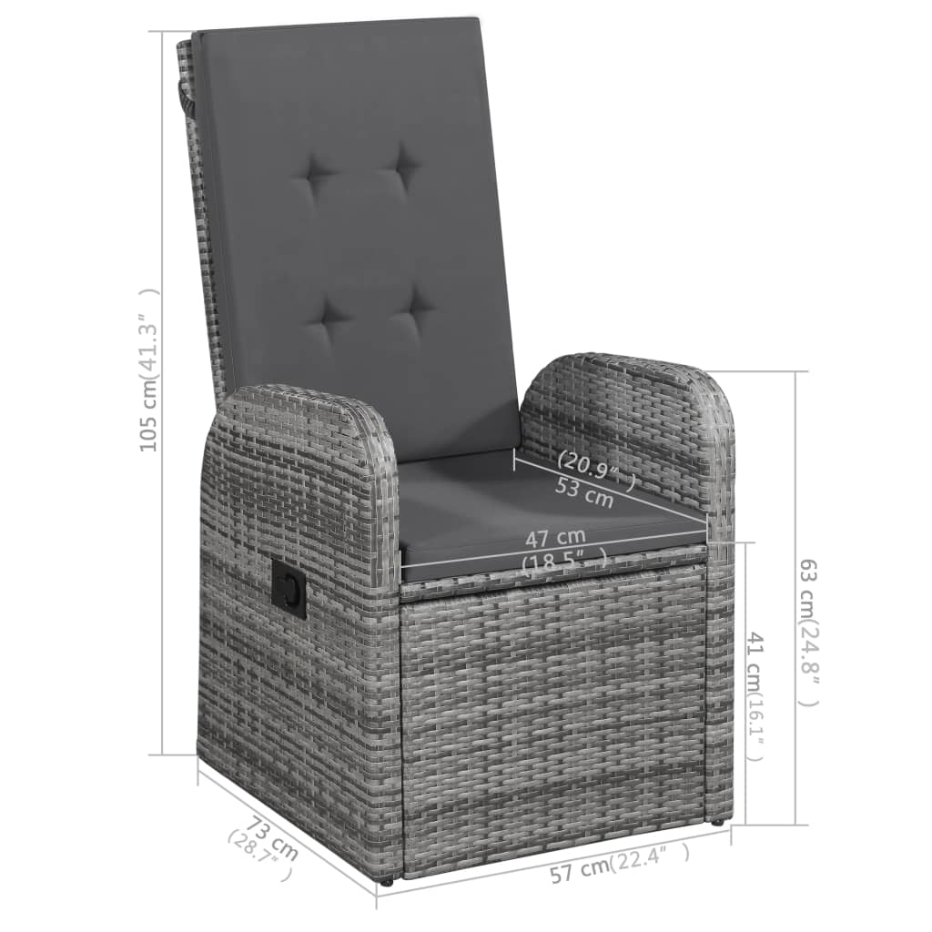 Ensemble à manger de jardin 5 pcs Gris