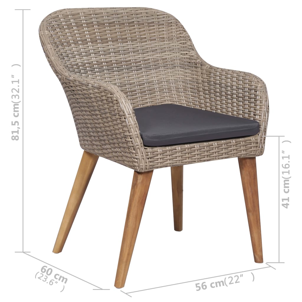 Ensemble à manger de jardin 5 pcs Marron