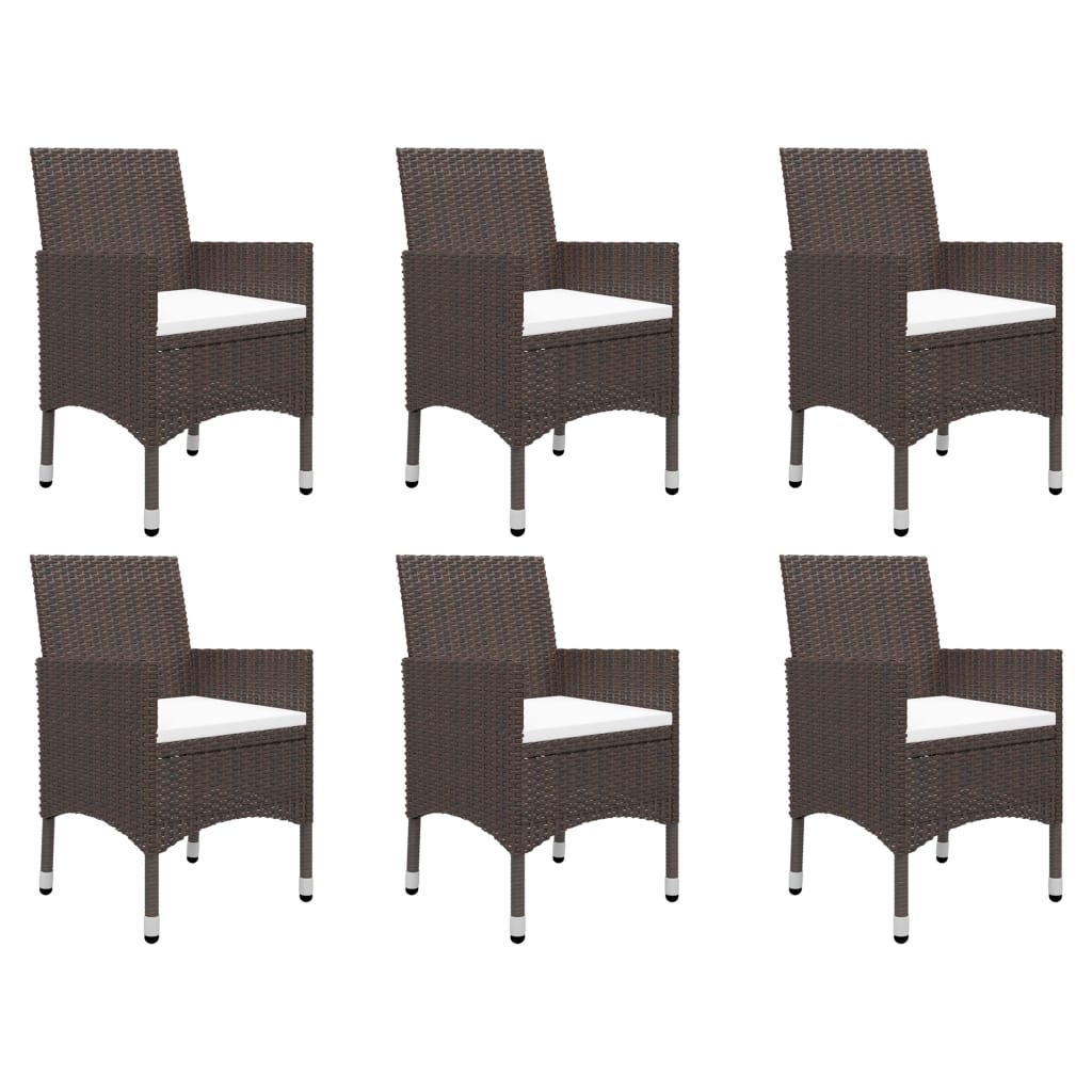 Ensemble à manger de jardin 7 pcs Marron