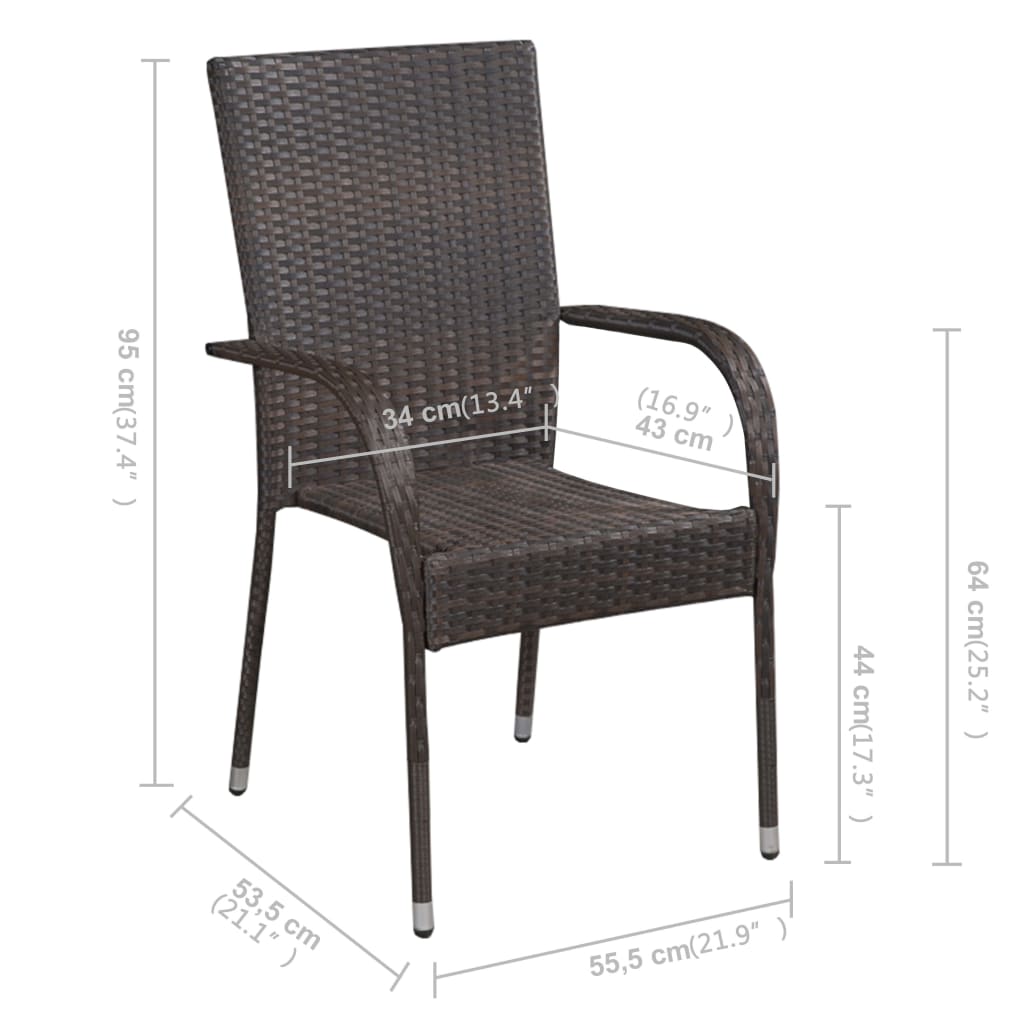 Ensemble à manger de jardin 7 pcs Marron