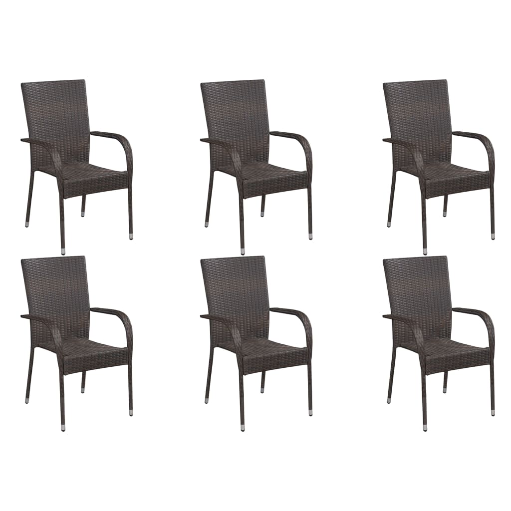 Ensemble à manger de jardin 7 pcs Marron