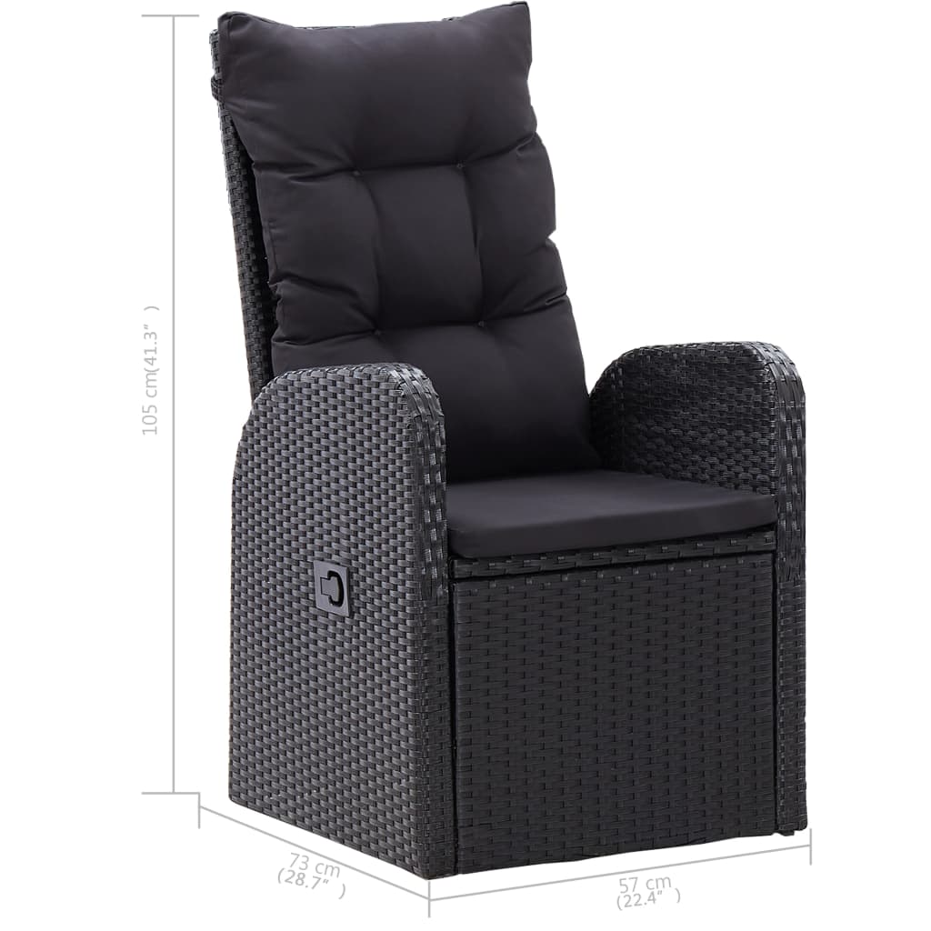 Ensemble à manger de jardin 7 pcs Noir