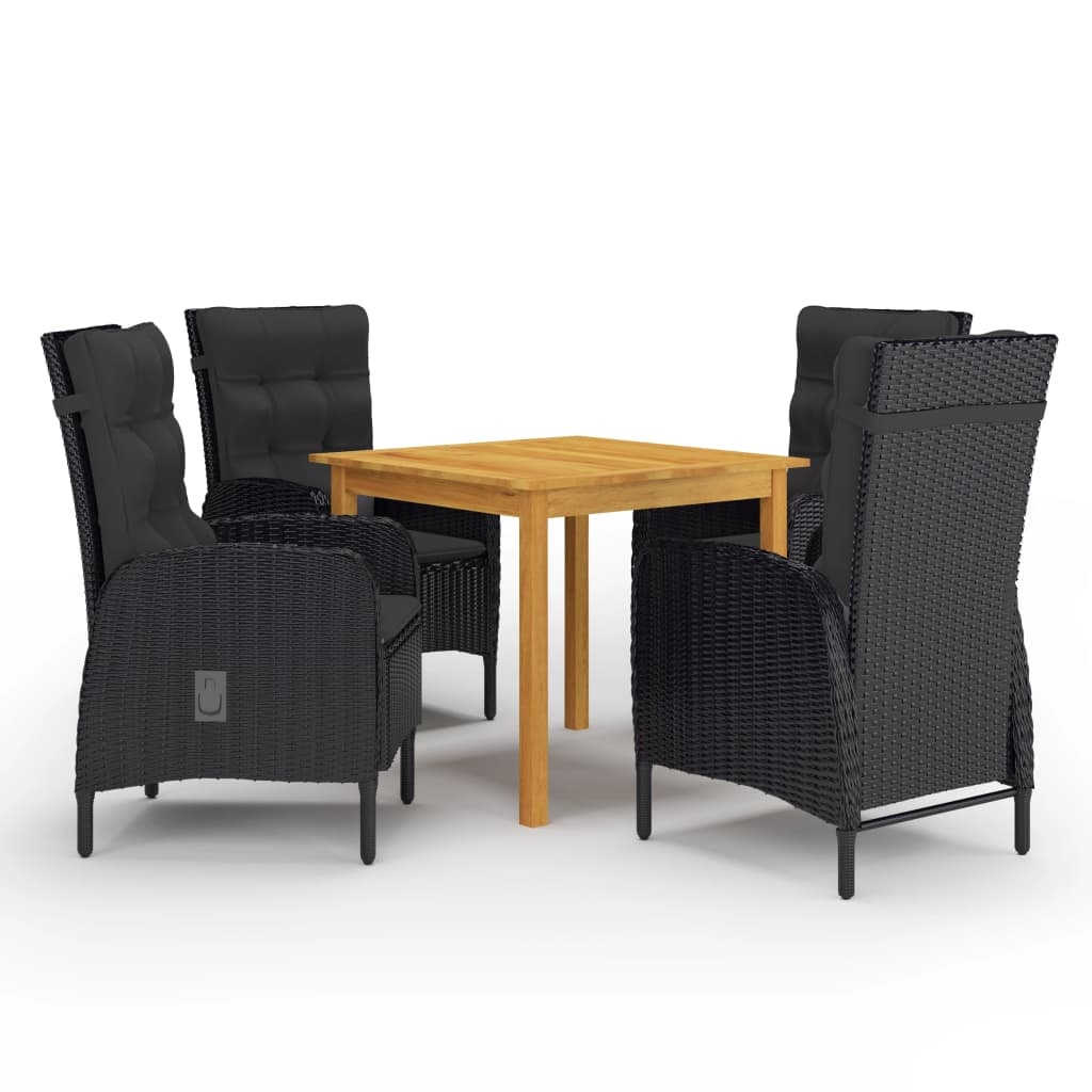 Ensemble à manger de jardin 5 pcs Noir