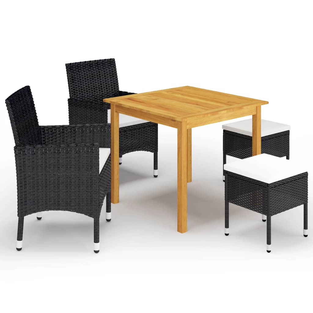 Ensemble à manger de jardin 5 pcs Noir