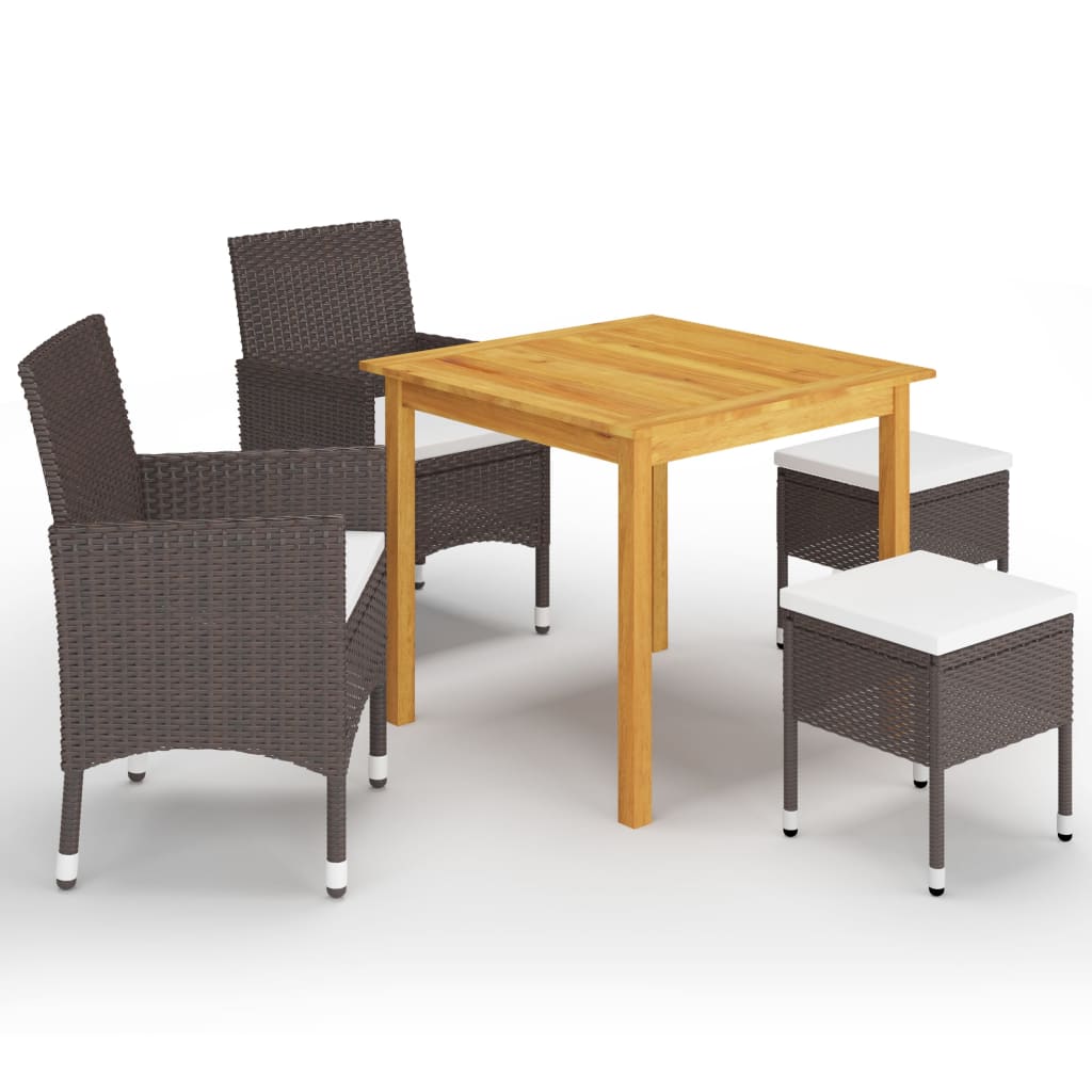 Ensemble à manger de jardin 5 pcs Marron