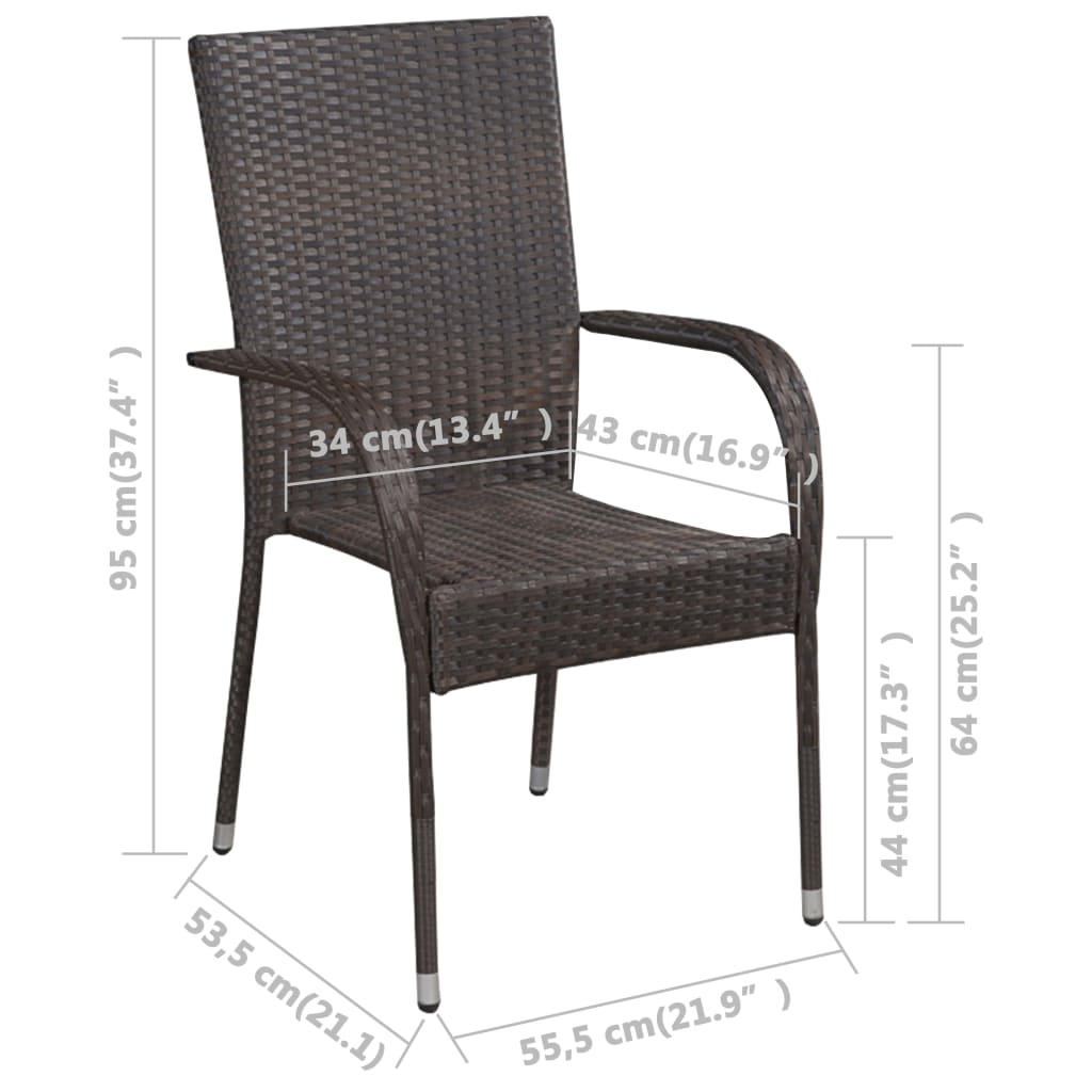 Ensemble à manger de jardin 3 pcs Marron