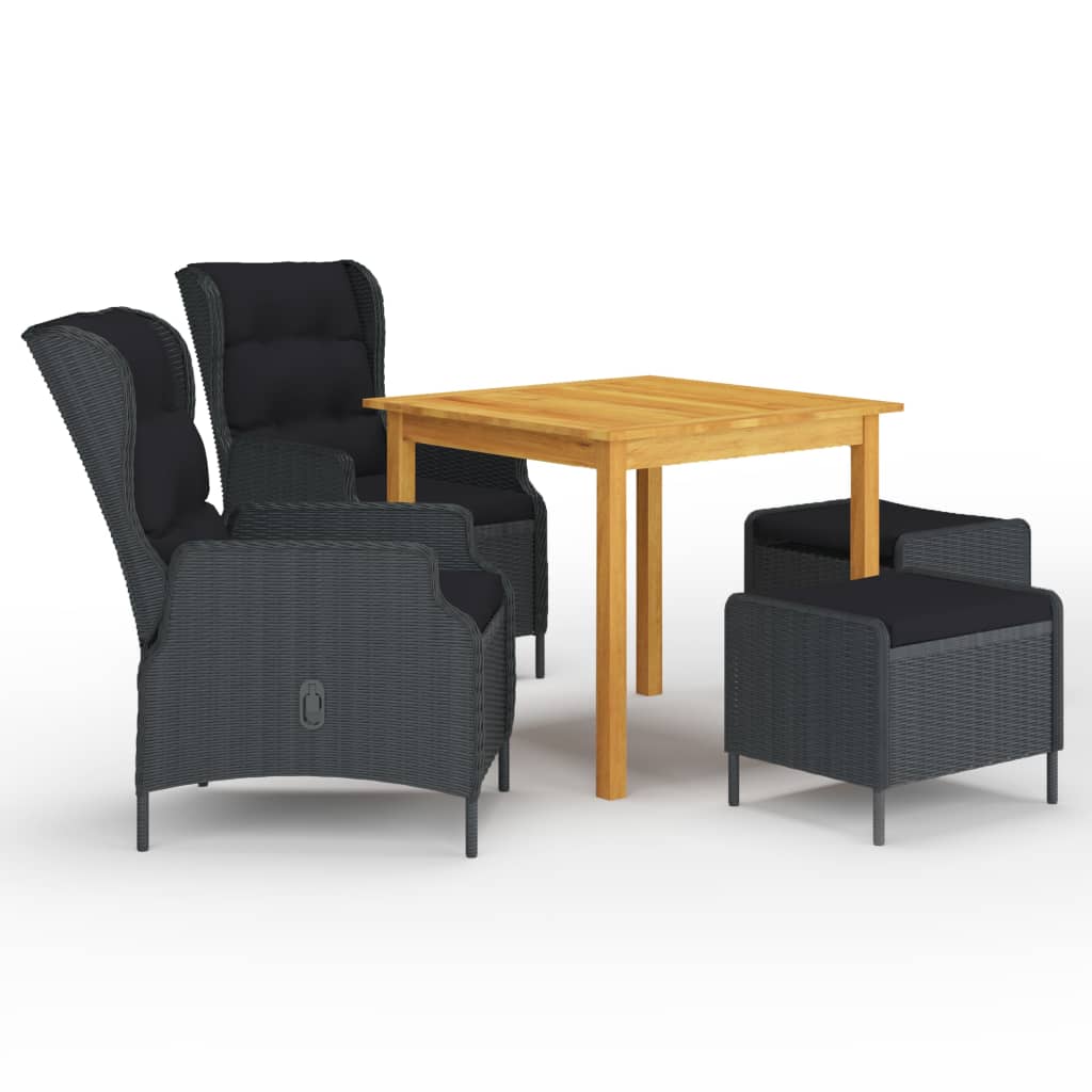 Ensemble à manger de jardin 5 pcs Gris foncé