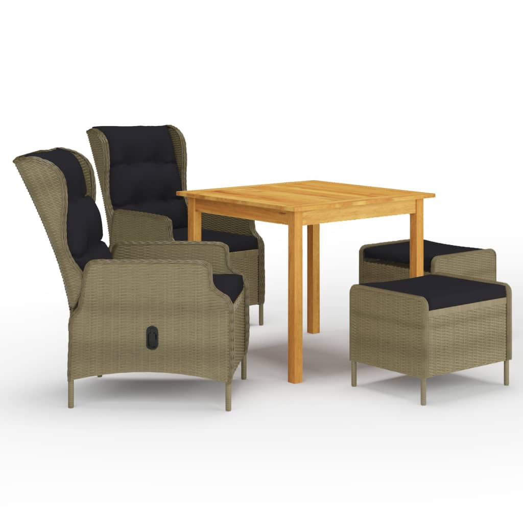 Ensemble à manger de jardin 5 pcs Marron