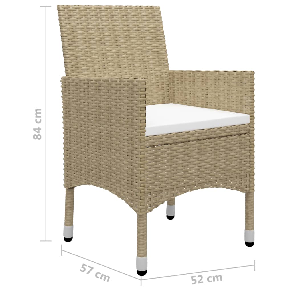 Ensemble à manger de jardin 5 pcs Beige