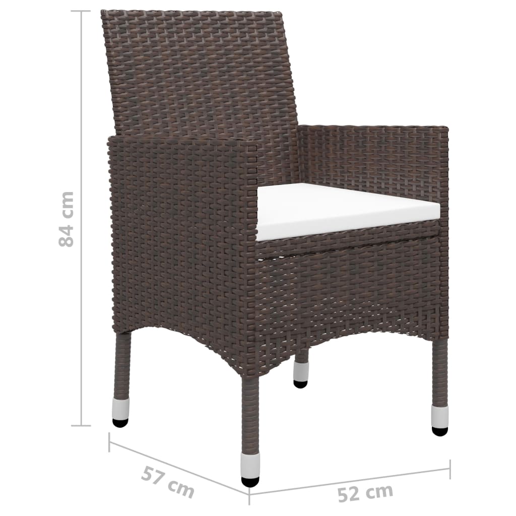 Ensemble à manger de jardin 5 pcs Marron