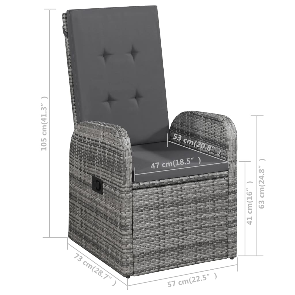 Ensemble à manger de jardin 5 pcs Gris