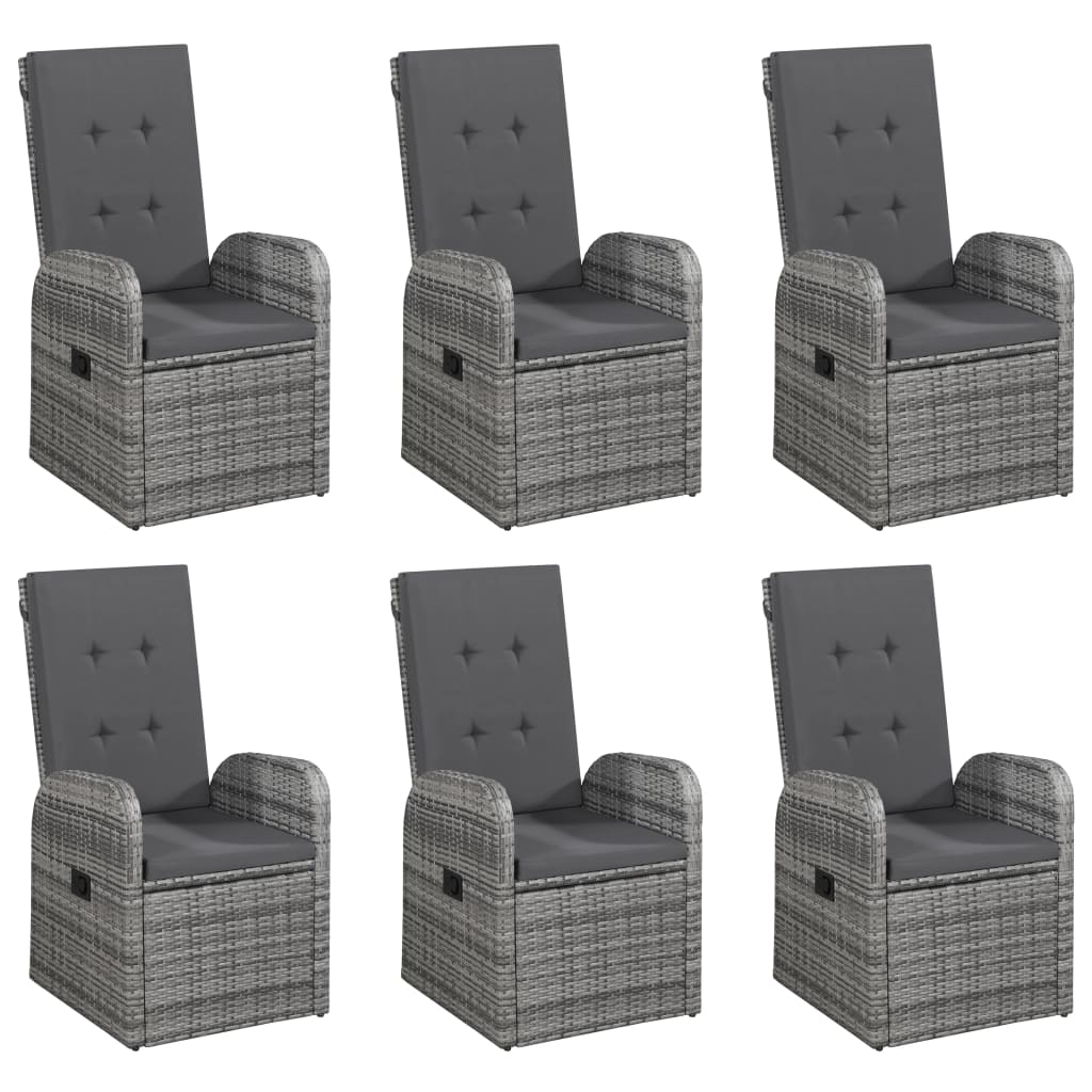 Ensemble à manger de jardin 7 pcs Gris