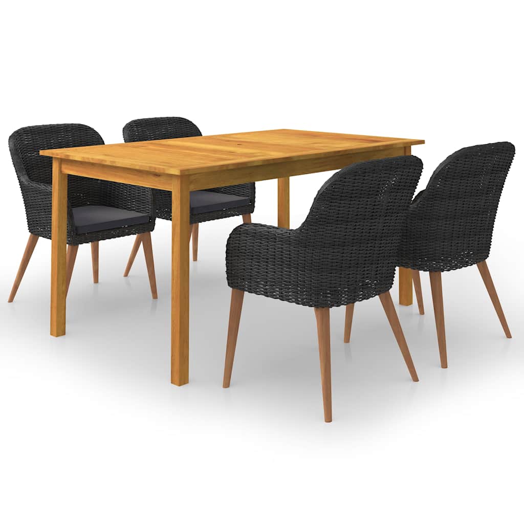 Ensemble à manger de jardin 5 pcs Noir
