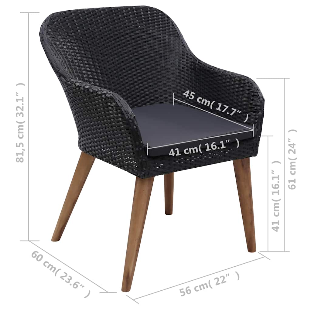 Ensemble à manger de jardin 7 pcs Noir