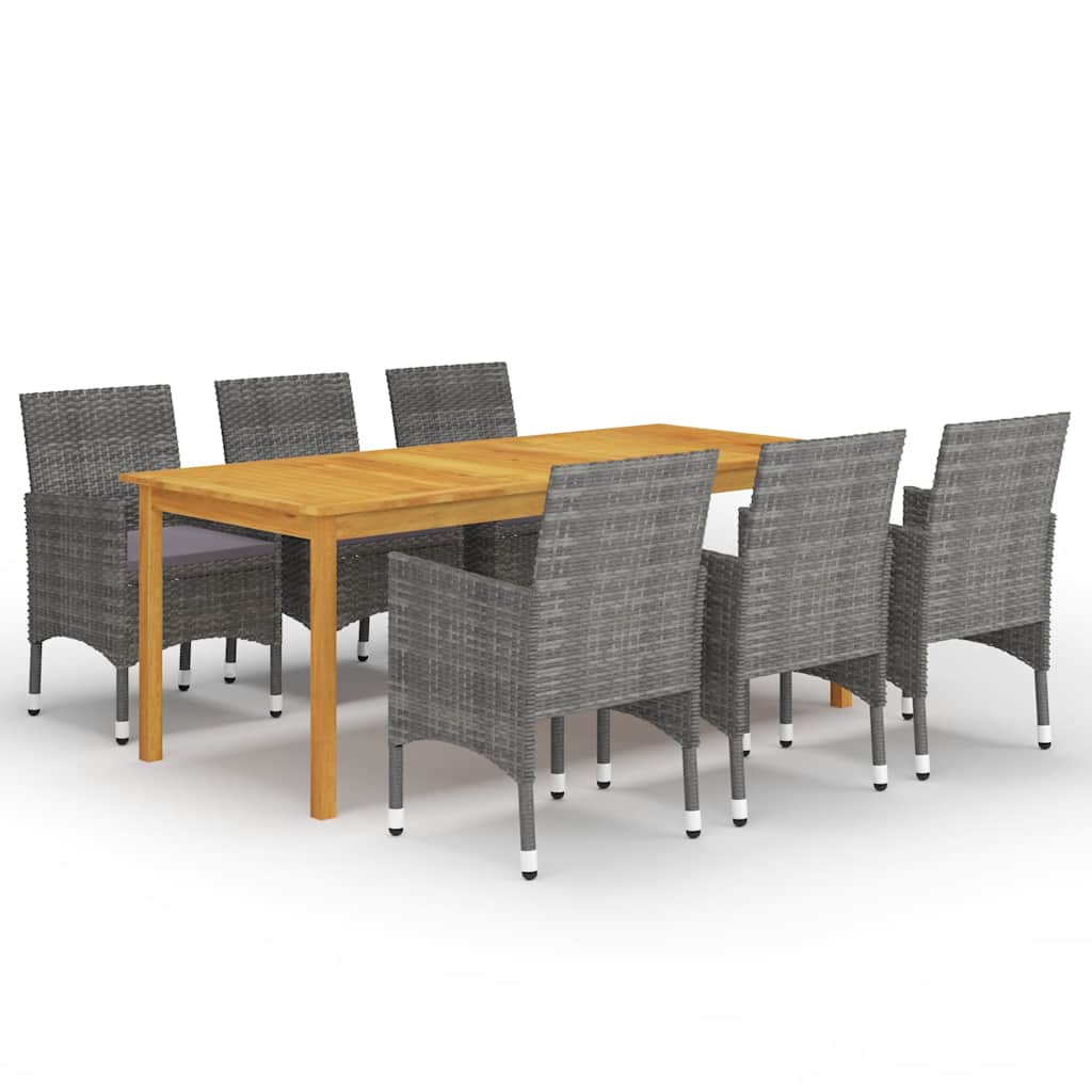 Ensemble à manger de jardin 7 pcs Gris
