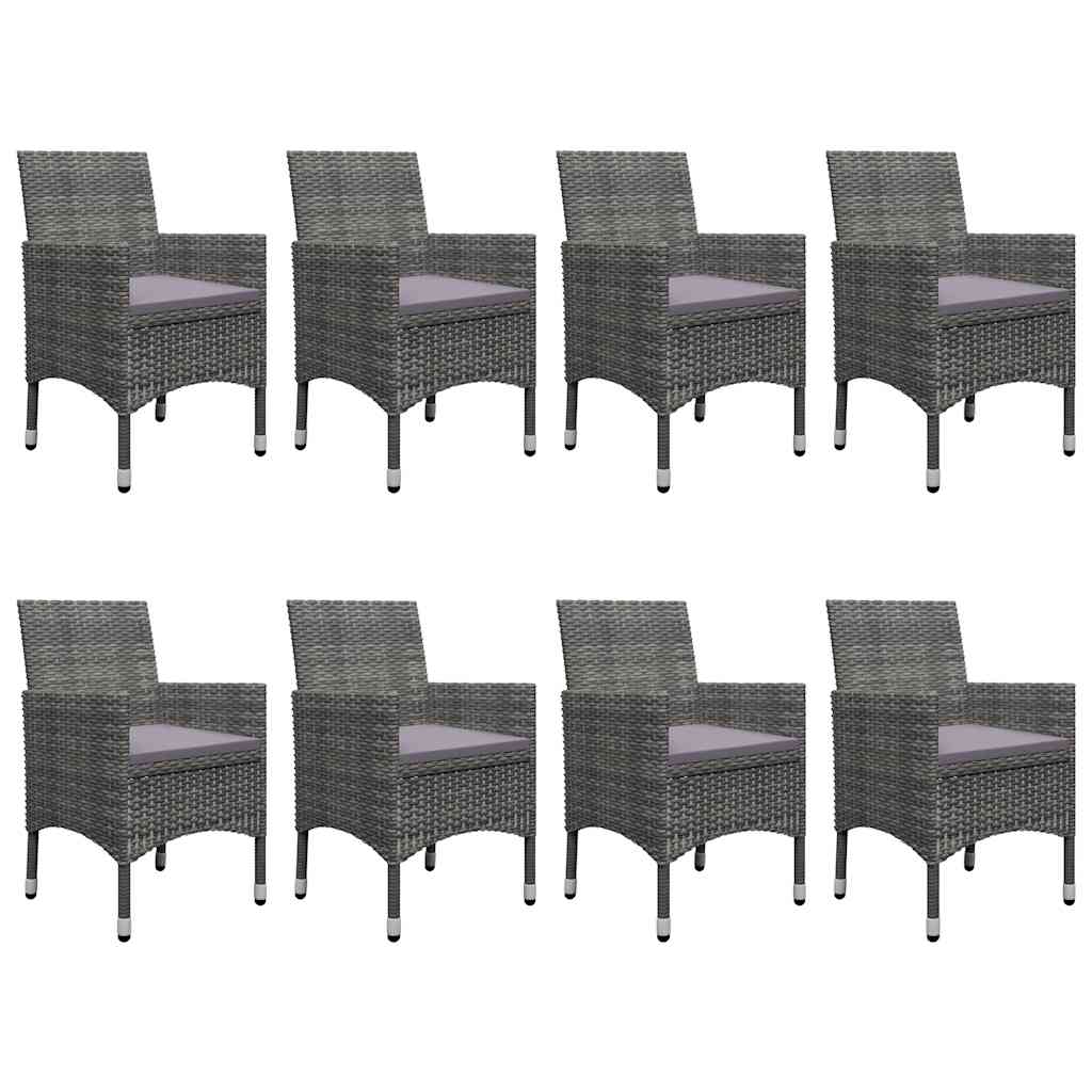 Ensemble à manger de jardin 9 pcs Gris
