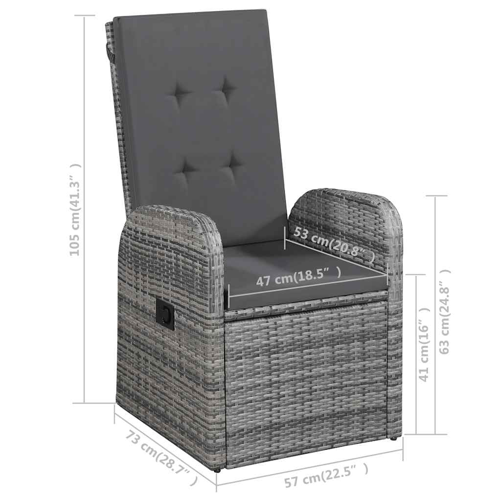 Ensemble à manger de jardin 7 pcs Gris