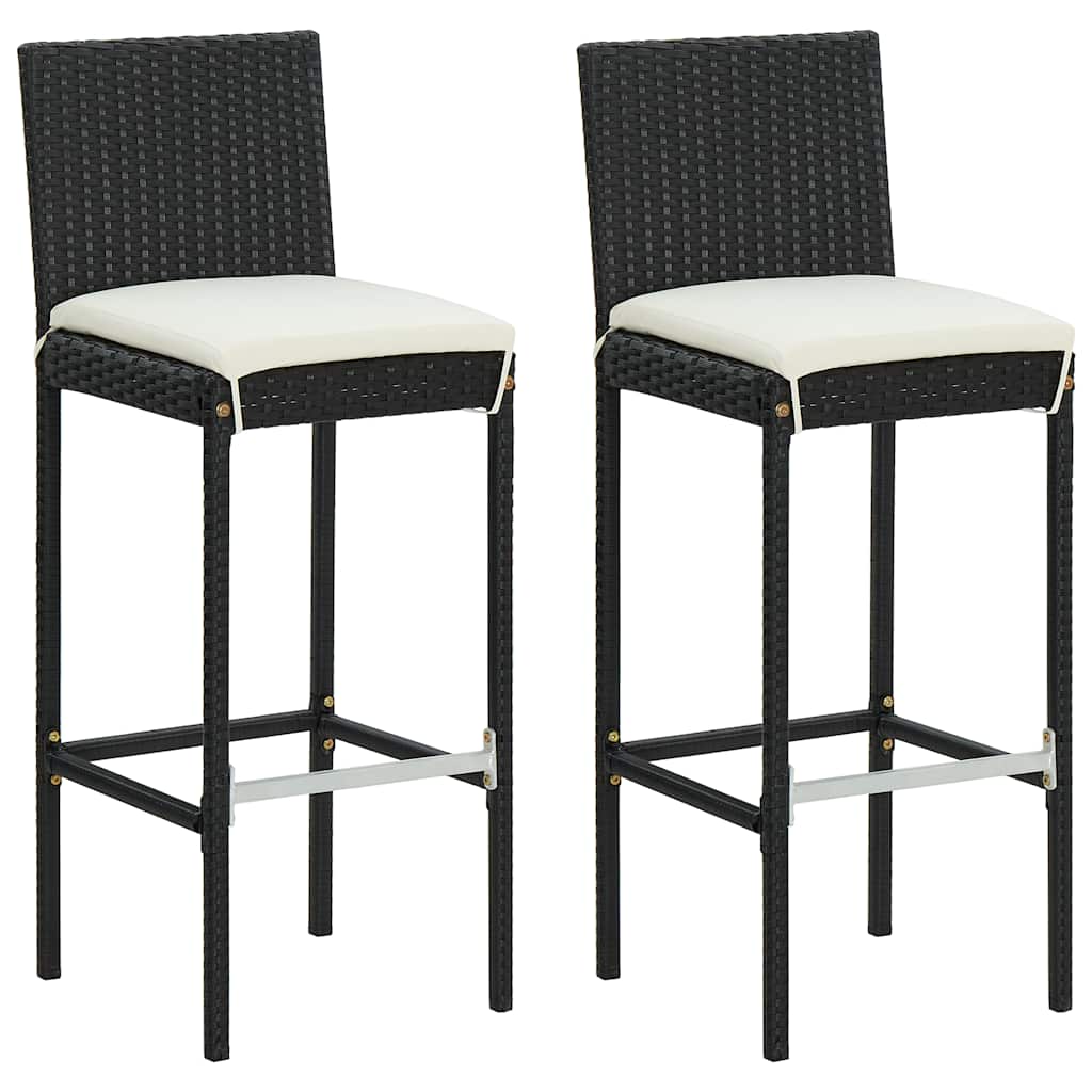 Ensemble de bar de jardin avec coussins 3 pcs Noir