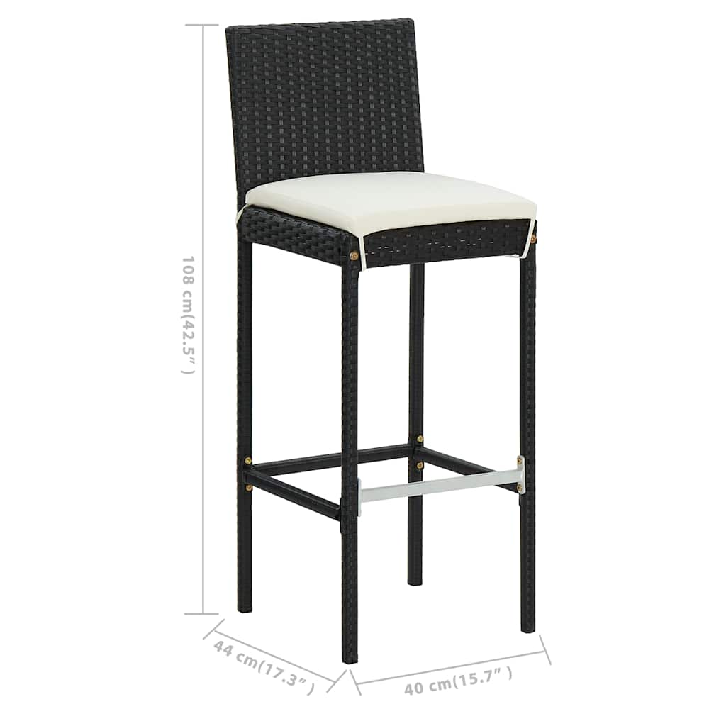Ensemble de bar de jardin avec coussins 5 pcs Noir