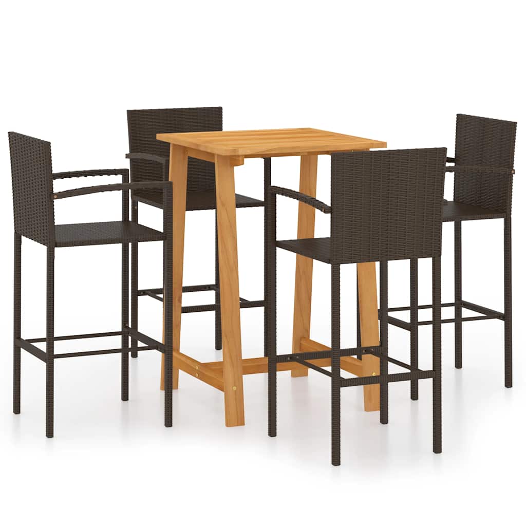Ensemble de bar de jardin 5 pcs Marron