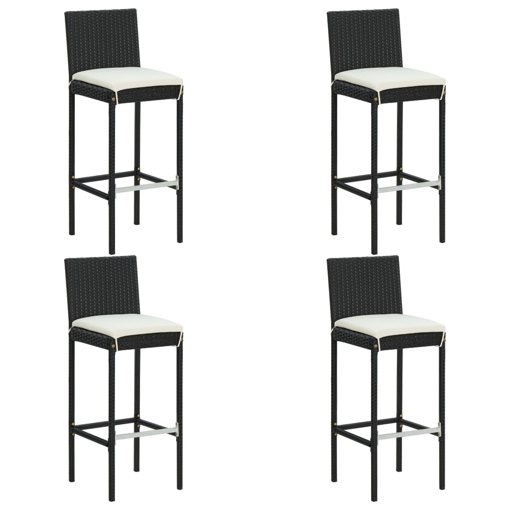 Ensemble de bar de jardin avec coussins 5 pcs Noir