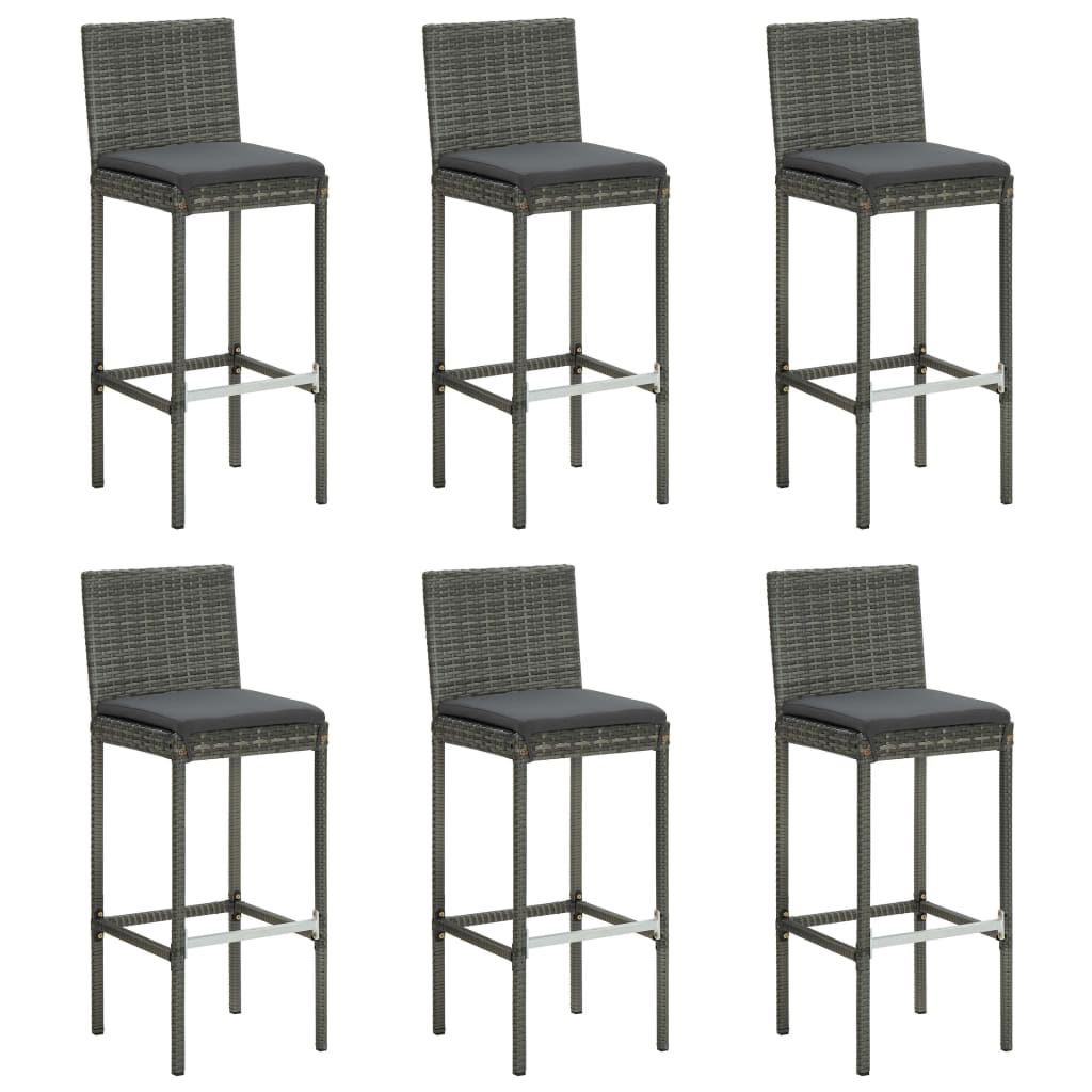 Ensemble de bar de jardin 7 pcs avec coussins Gris