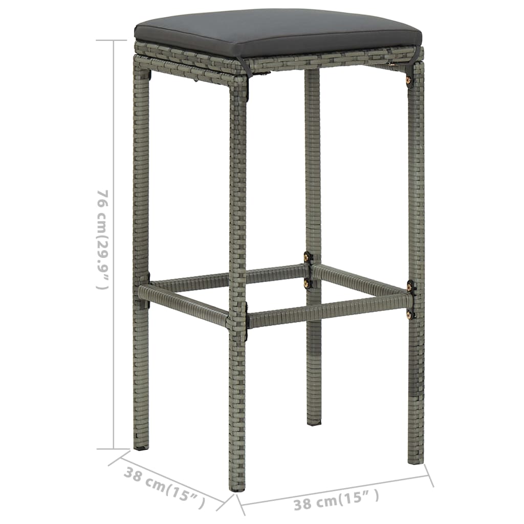 Ensemble de bar de jardin avec coussins 7 pcs Gris