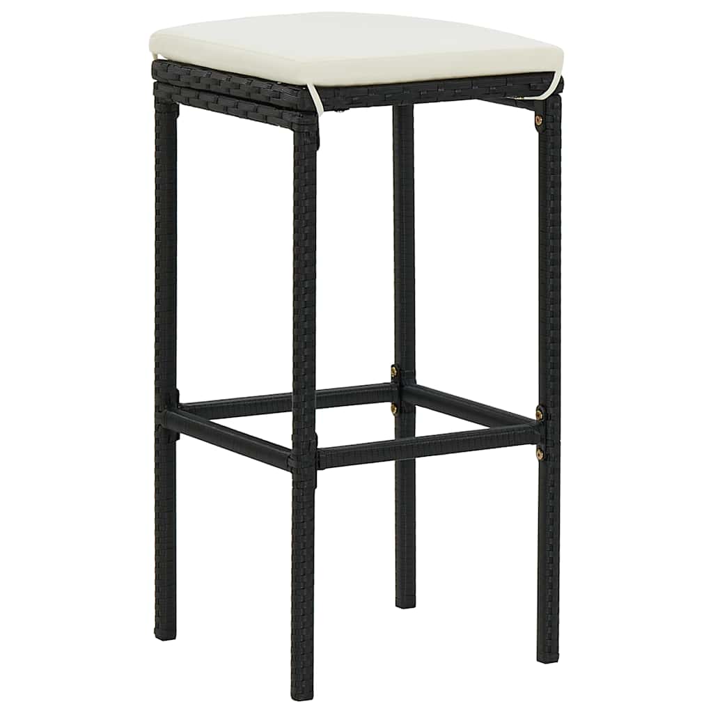 Ensemble de bar de jardin avec coussins 7 pcs Noir