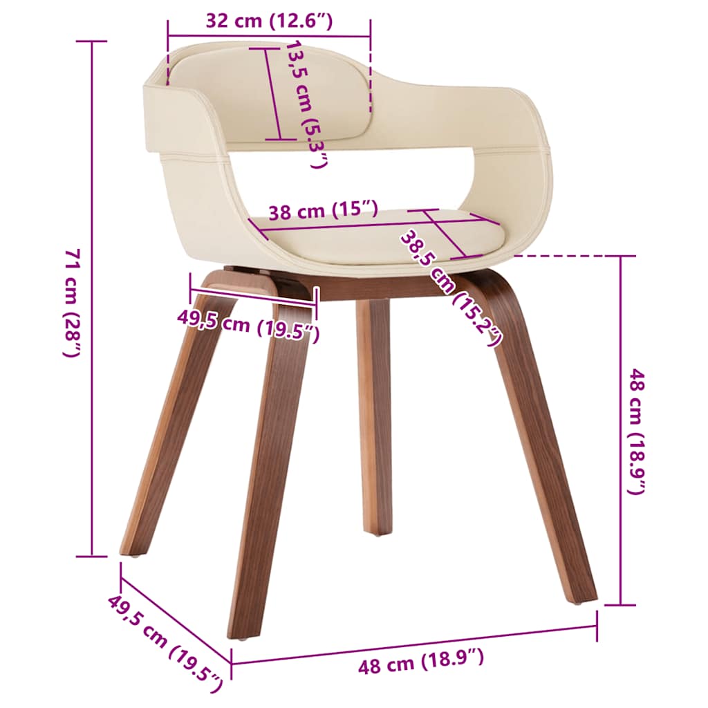 Chaise de salle à manger Blanc Bois courbé et similicuir - XIOS