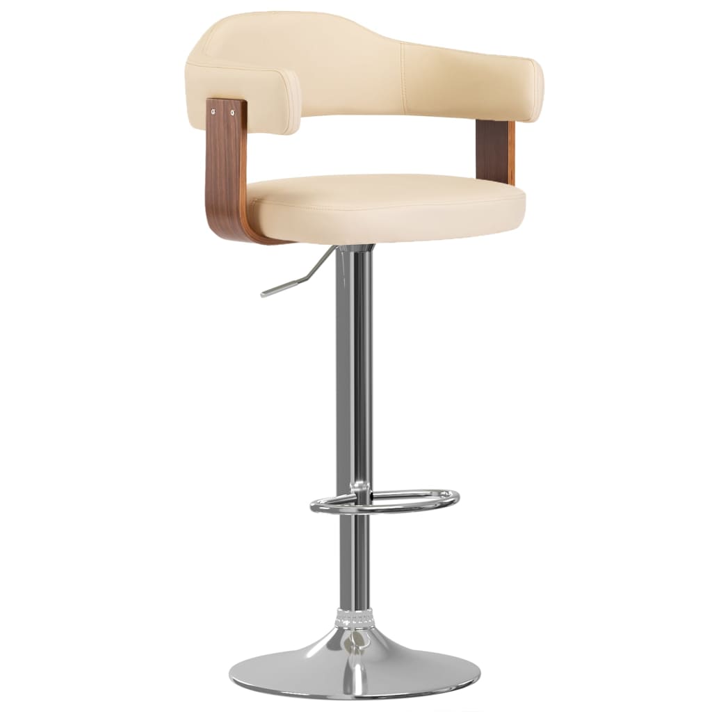 Tabourets de bar lot de 2 crème bois courbé et similicuir - XIOS