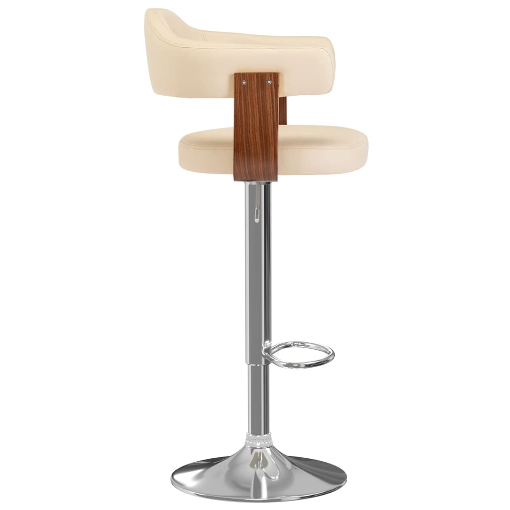 Tabourets de bar lot de 2 crème bois courbé et similicuir - XIOS