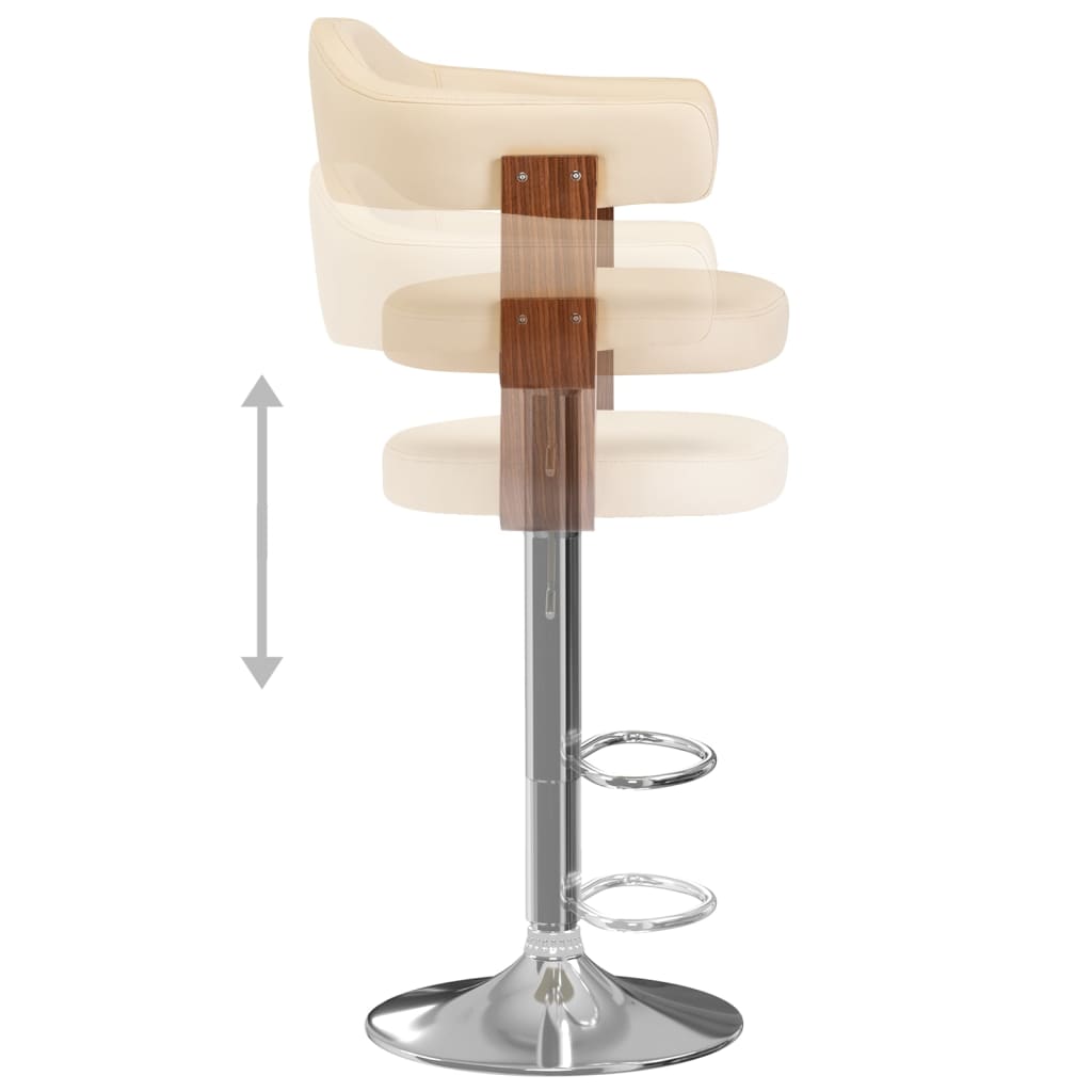 Tabourets de bar lot de 2 crème bois courbé et similicuir - XIOS