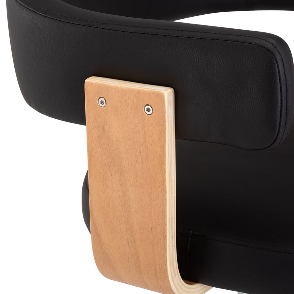 Tabourets de bar lot de 2 noir bois courbé et similicuir - XIOS