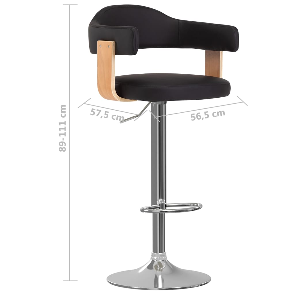 Tabourets de bar lot de 2 noir bois courbé et similicuir - XIOS