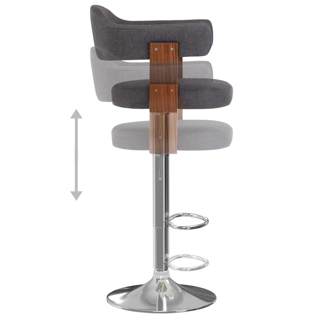 Tabourets de bar lot de 2 gris foncé bois courbé et tissu - XIOS
