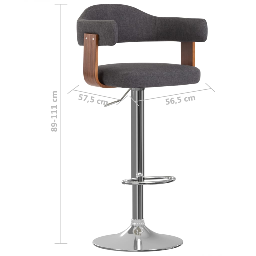 Tabourets de bar lot de 2 gris foncé bois courbé et tissu - XIOS