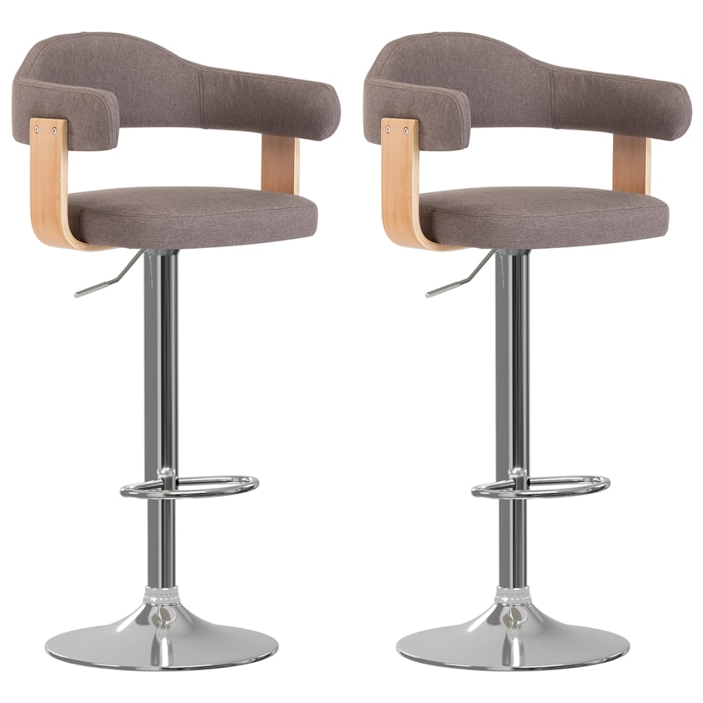 Tabourets de bar lot de 2 taupe bois courbé et tissu - XIOS