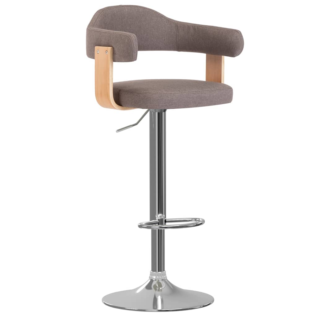 Tabourets de bar lot de 2 taupe bois courbé et tissu - XIOS